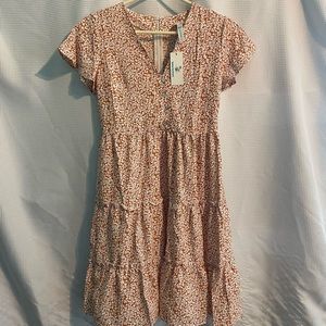 NWT Fashion Printed Ruched Short Sleeve Dress